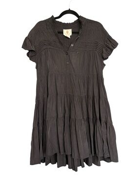 Muche et Muchette Boho Tiered Smocked Short-Sleeve Dress - Black - One size